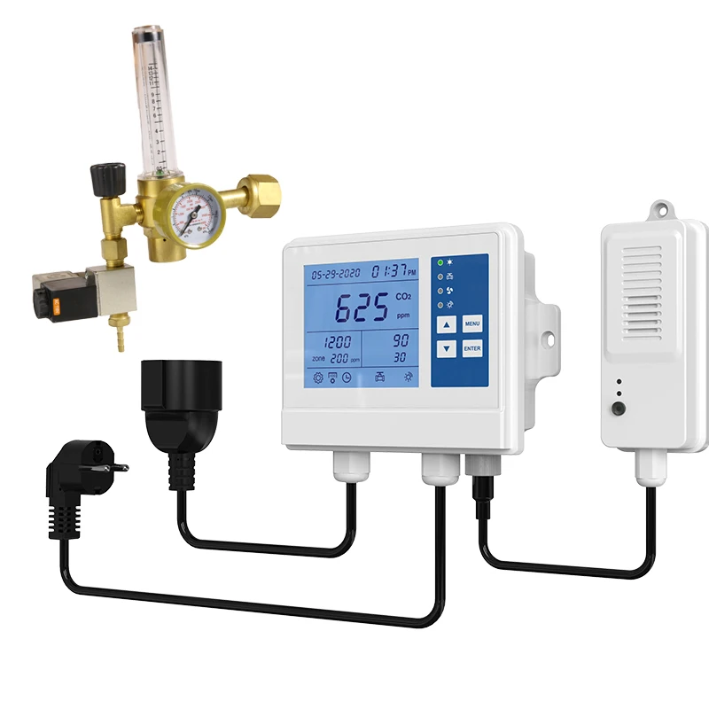 Programmable CO2 regulators and exhaust fans control mushroom plants grow room  Carbon dioxide controller