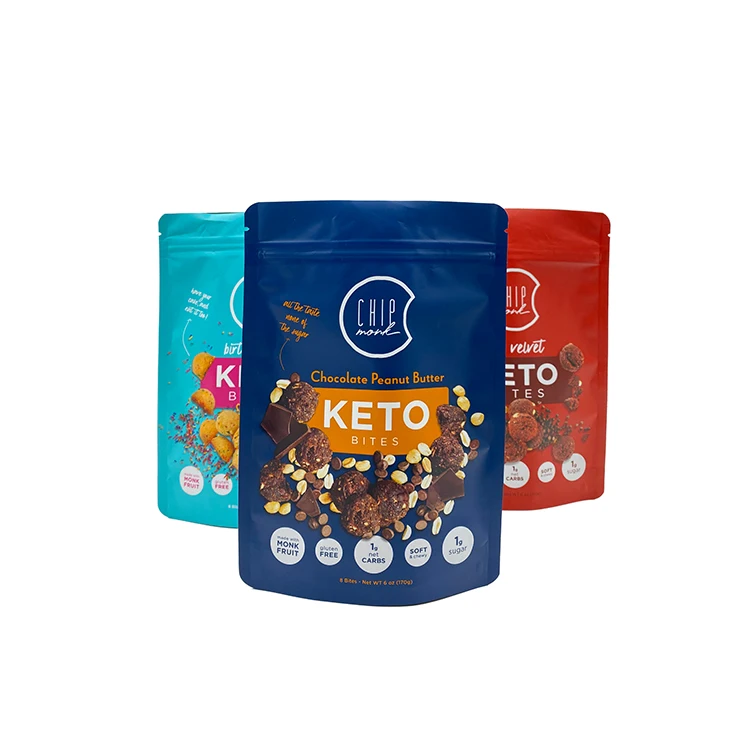 Custom Printed Design Stand-up Packaging Pouch Resealable Zip Lock Food Storage Bag Safe Material