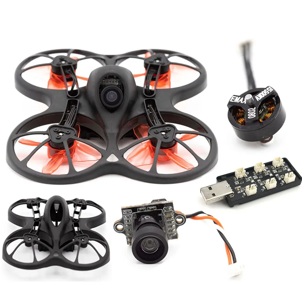 Emax Tinyhawk Spare Parts Replacement 75mm Polypropylene Frame Kit FPV Camera 600TVL CMOS 6-Port 1S USB 0802 15500KV Motor