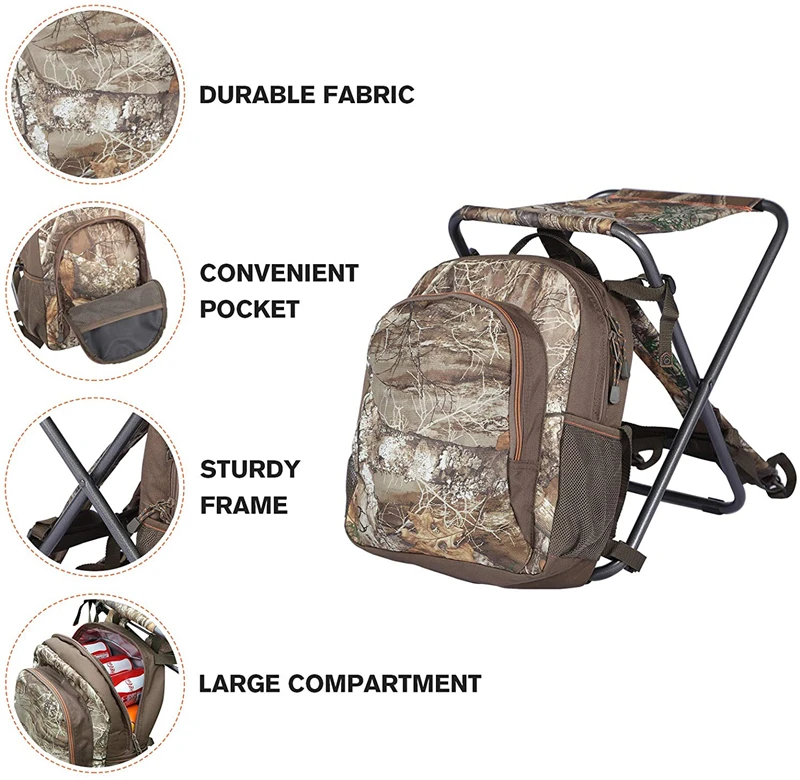 3 in 1 CAMO Lightweight Portable Outdoor Camping Hiking Cooler Backpack Foldable Fishing Chair lunch box cooler lunch bag