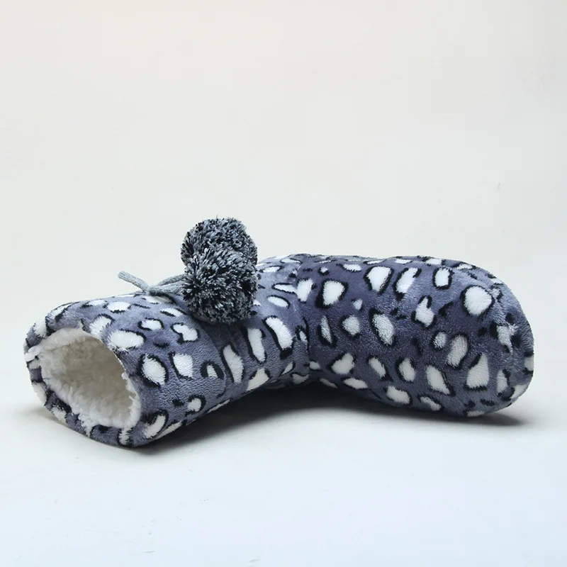 Trendy Dot Design Pattern Print Fleece With Bulb Decorative Soft Sherpa Lining Winter Indoor Women Boots