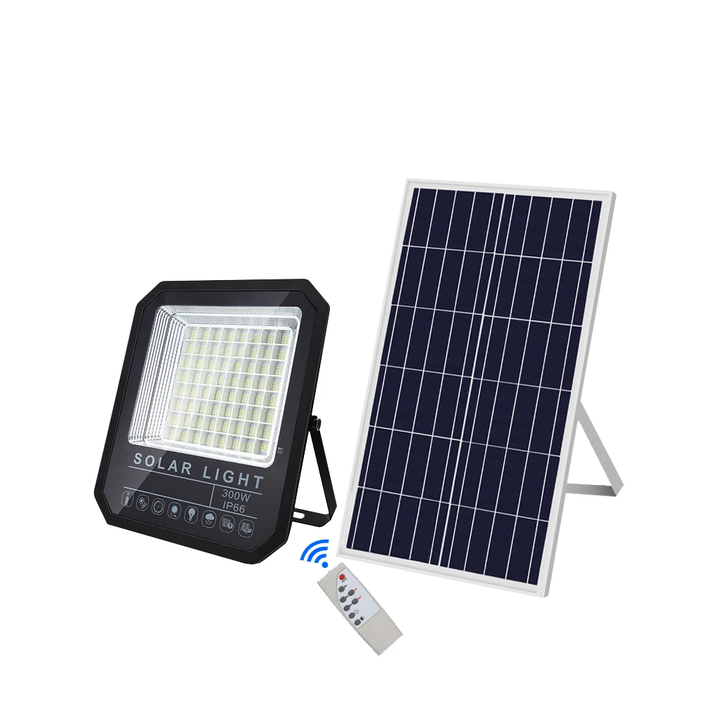 Высокая яркость водонепроницаемый ip67 пульт дистанционного управления smd60W 100w 200w 300w 400w Солнечный светодиодный прожектор уличная лампа