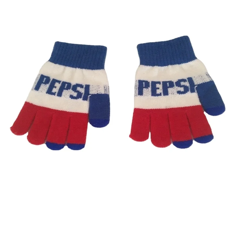 Custom Women Smart Glove Jacquard Logo   Men Cycling Touch Screen Winter Gloves  Three Finger Touch Pad Glove