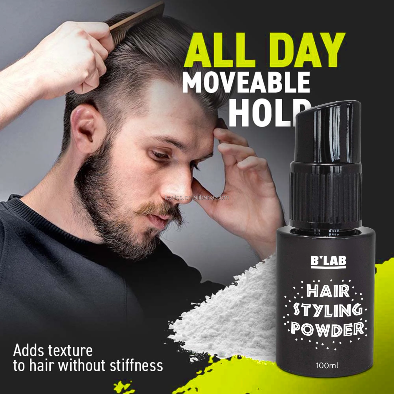 Private Label Hair Volume Powder for Men Styling Texturizing Volume Hair Powder No White Residue Hair Volumizing Powder Wax