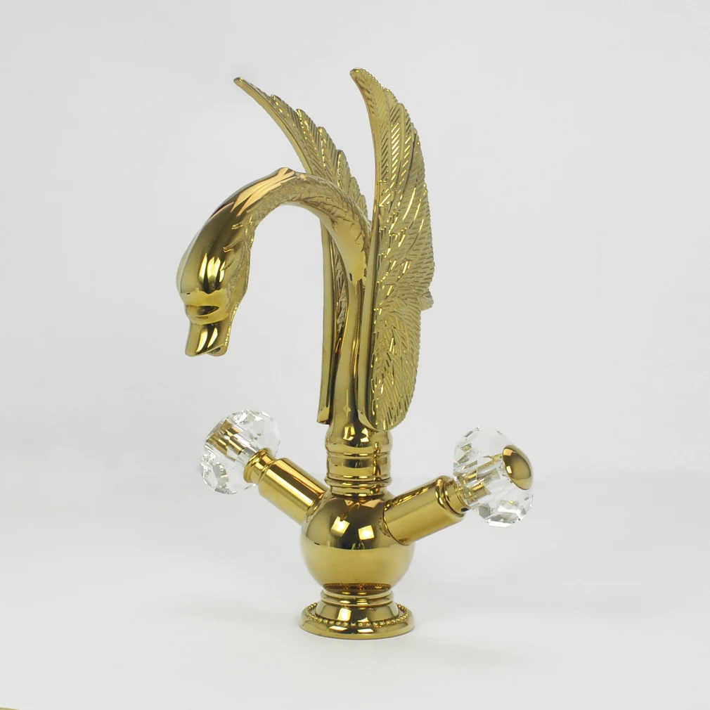 Classic Ceramic Dragon Basin Faucet Dual Handle Brass with Polished Traditional Design Deck Mounted Apartment 5 Years Warranty