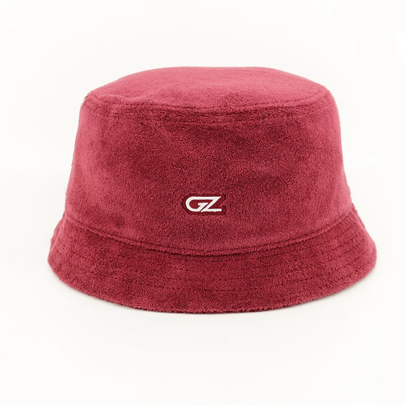 high quality cotton unisex brand custom logo fishing cap embroidered terry towelling bucket hat