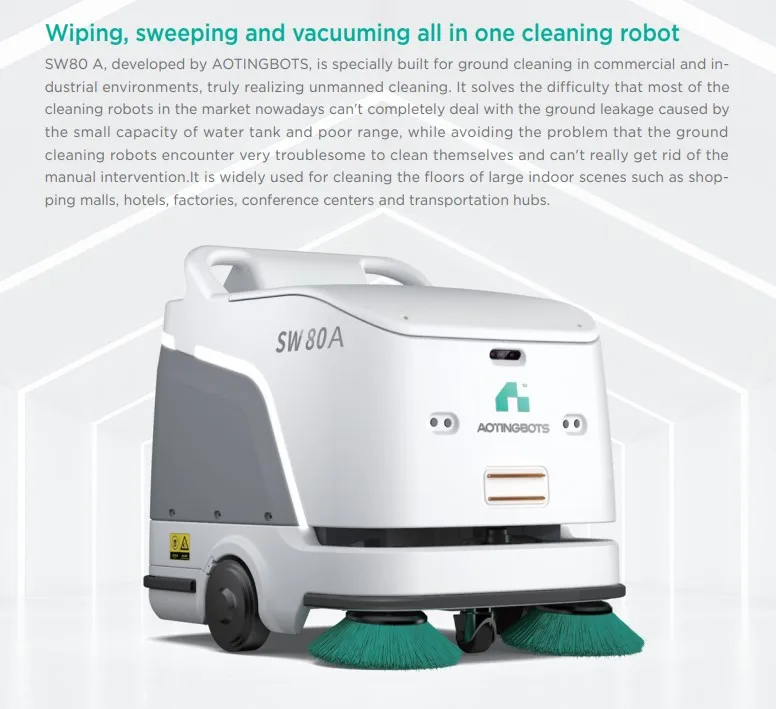 2024 Hot Commercial Walk Behind Electric Autonomous Sweeper Dust Cleaning AI Technology Robot floor Scrubber dryer