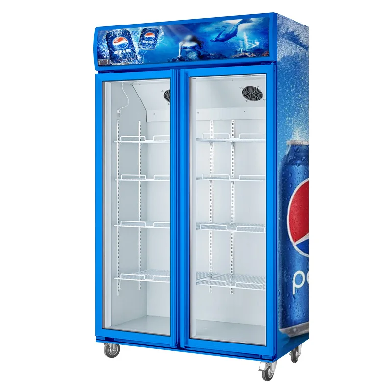 Commercial Service Equipment Beer Standing Display Freezer Single/Double Glass Doors Beverage Chiller Showcase