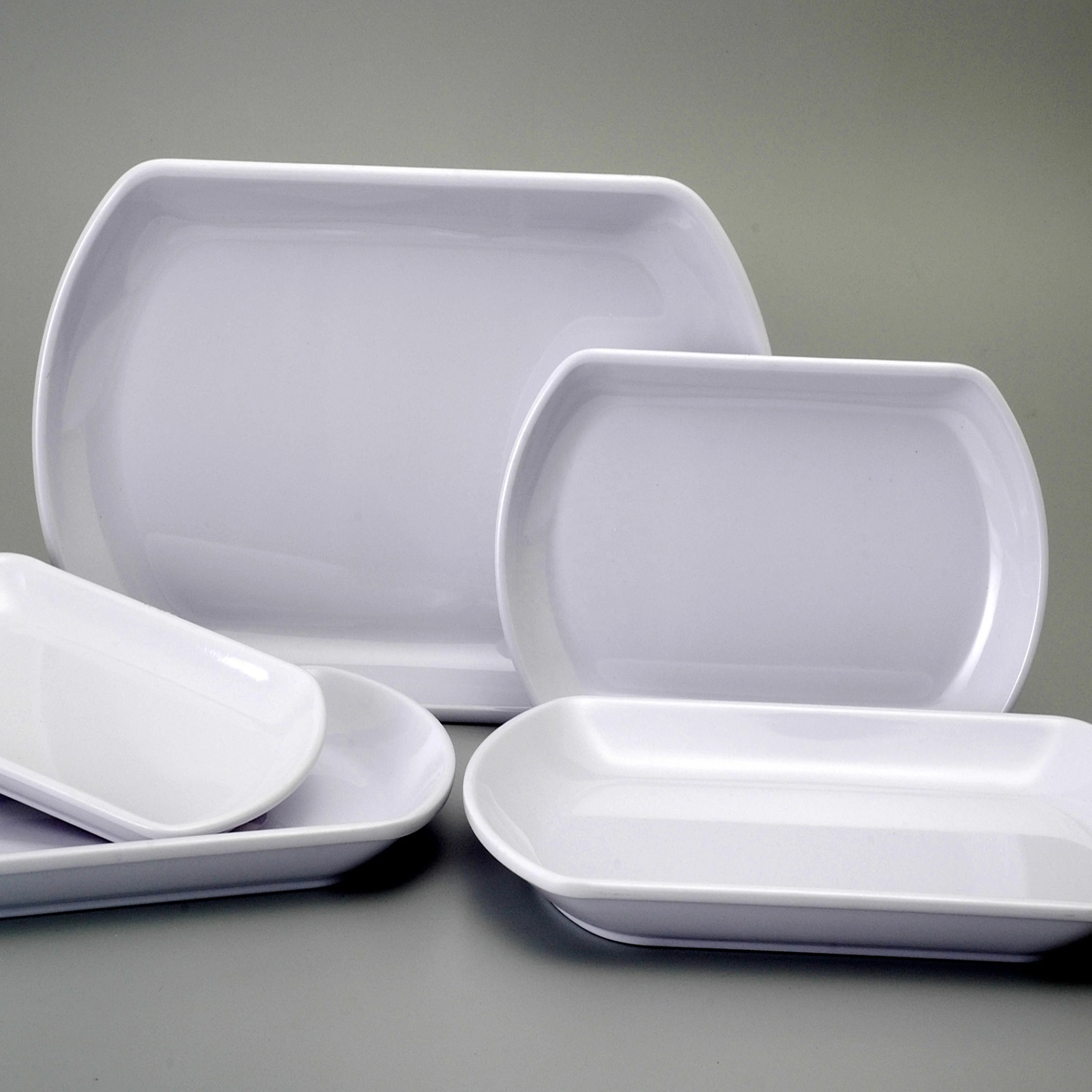 Wholesale customs melamine white  serving  rectangular  plates restaurant  dinnerware   food grade