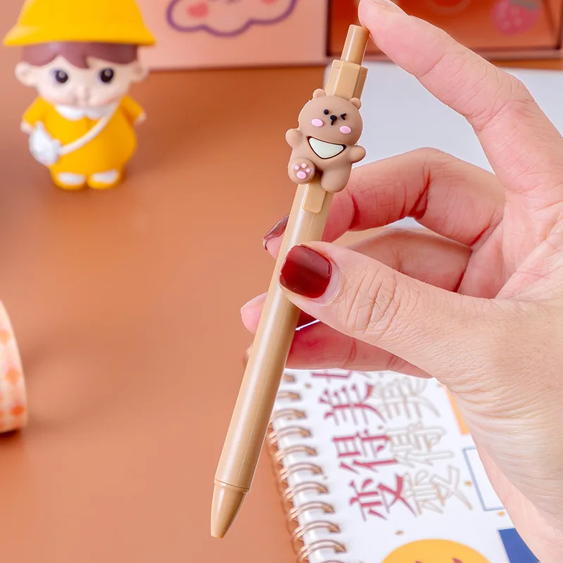 D-09018 Cartoon bear press pen creative bear high color value press gel pen student gift black pen