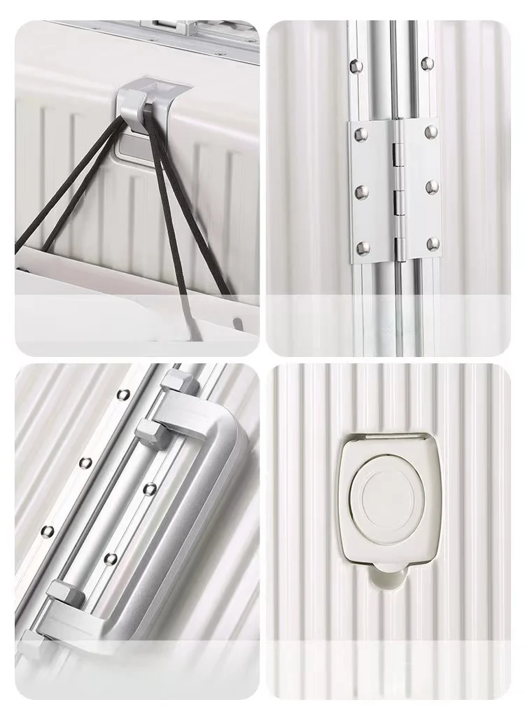 2023 new style PC allumimum frame trolley bags big capacity suitcase luggage multifunctional travelling bag with cup holder