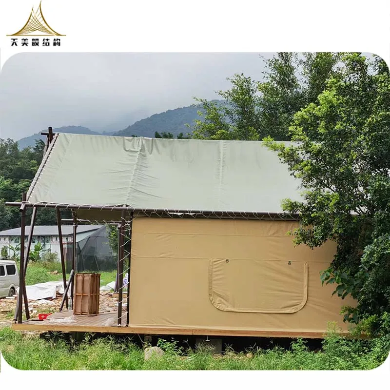 Outdoor hotel tents tourist project luxury safari tent glamping waterproof log cabin