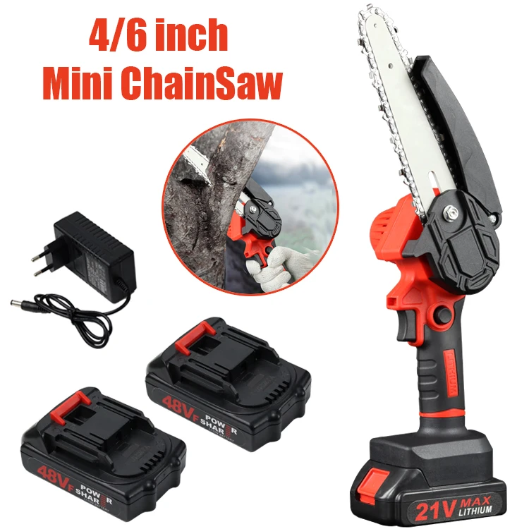 20V Handheld 6Inch Cordless Electric Mini Chain Saw For Wood Cutting