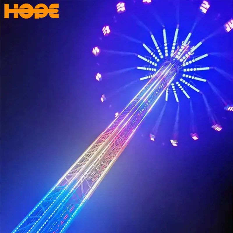 Outdoor Rotating Swing Big Exciting Theme Park Drop Tower Flying Chairs Amusement Park Rides Equipment Flying Tower