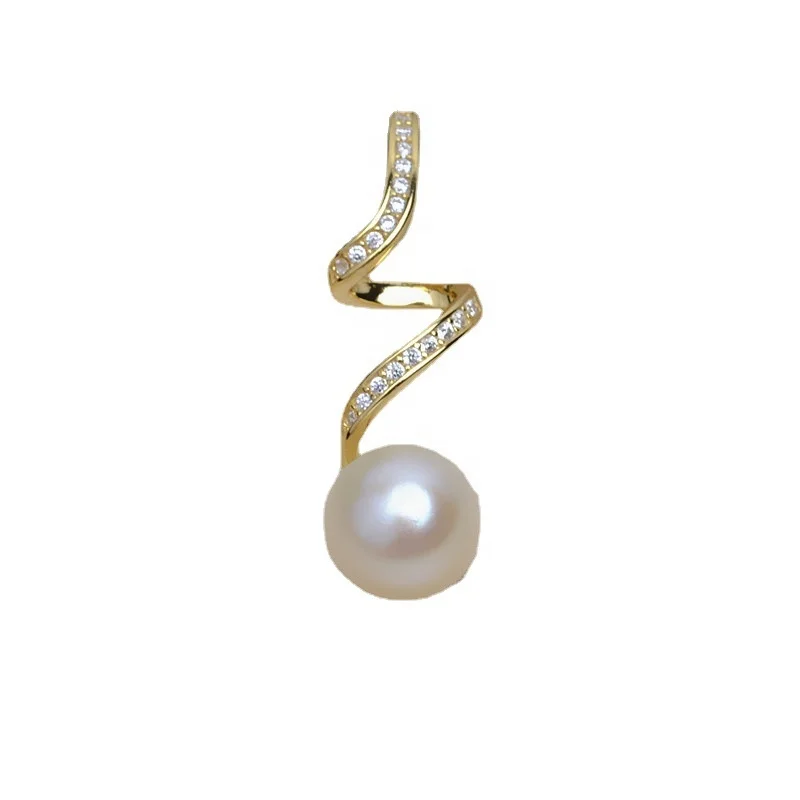 P733 8-9mm DIY Natural  Freshwater pearl charm pendant necklace accessory 925 sterling silver jewelry for women without chain