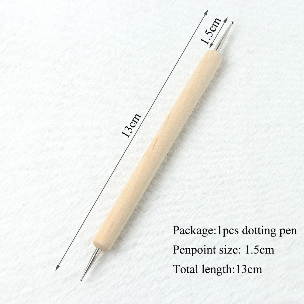 5pcs 2 Way Wooden Handle Dotting Pen Drawing Gel Polish Painting Brushes Nail Art Dot Doting Tools