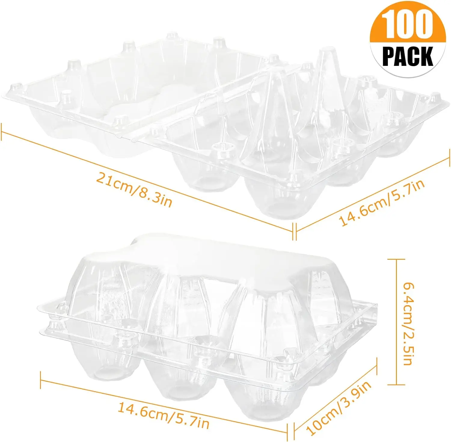 HOT SALE 100PCS Plastic Egg Cartons Bulk  6 Eggs - Half Dozen Storage Perfect for Family Pasture, Groceries Chicken Farm