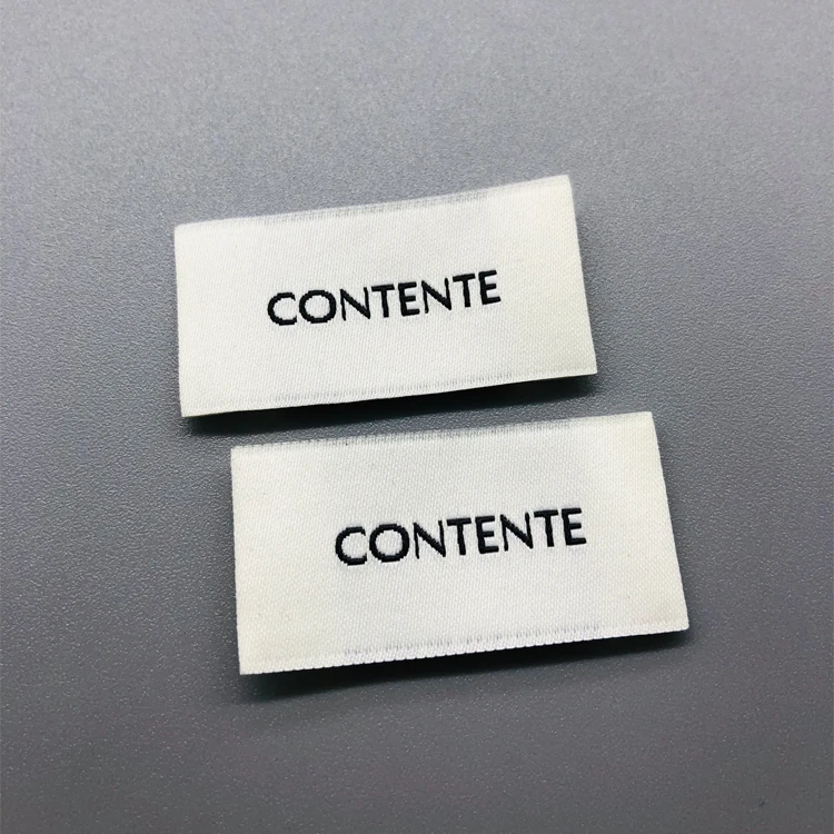 High Density Custom Trademark End Fold Neck Tags Machine Woven Labels for Lady Garments