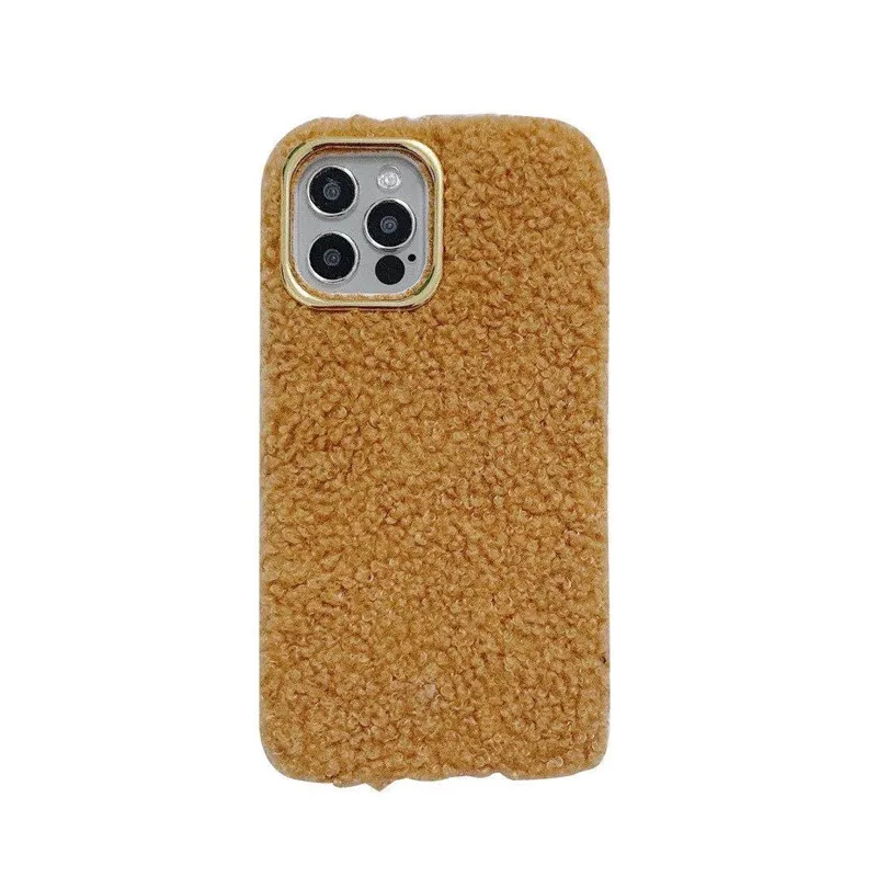 
Модный однотонный Шерстяной Чехол в рулоне, Роскошный чехол для телефона iPhone 12 11 Pro Max 7 8 Plus, мягкий плюшевый теплый пушистый чехол-накладка 