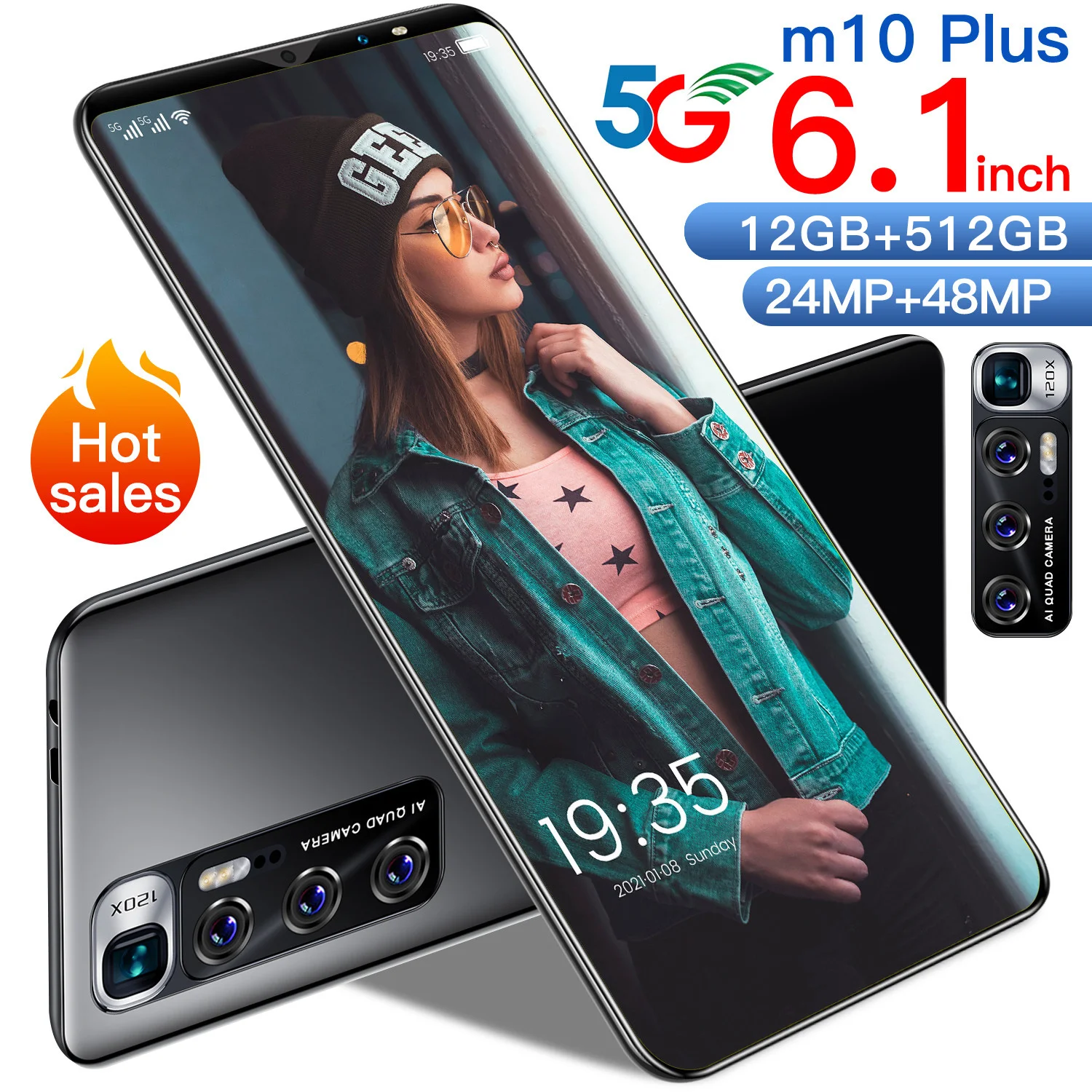 Новый оригинальный M10 плюс 6 1 дюймов 10 четырёхядерный андроид смартфон 5G 1440*3040 MTK6763 + 128 Гб мобильный телефон 4800 мАч с высокой