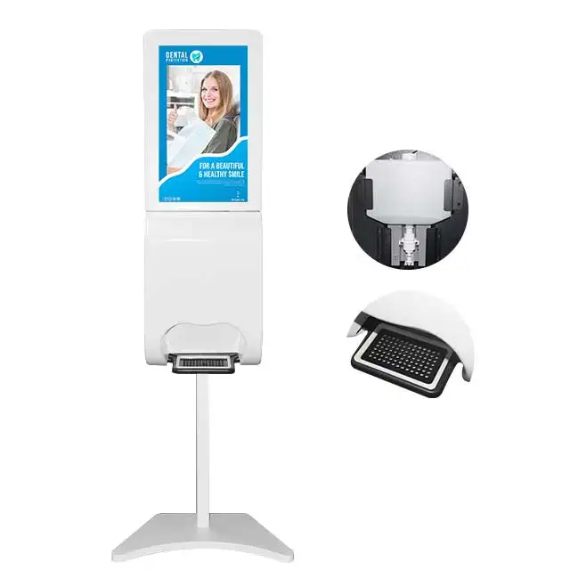Wifi LCD Display Digital Signage Smart Integrated Auto Hand Sanitizer Temperature Dispenser Kiosk