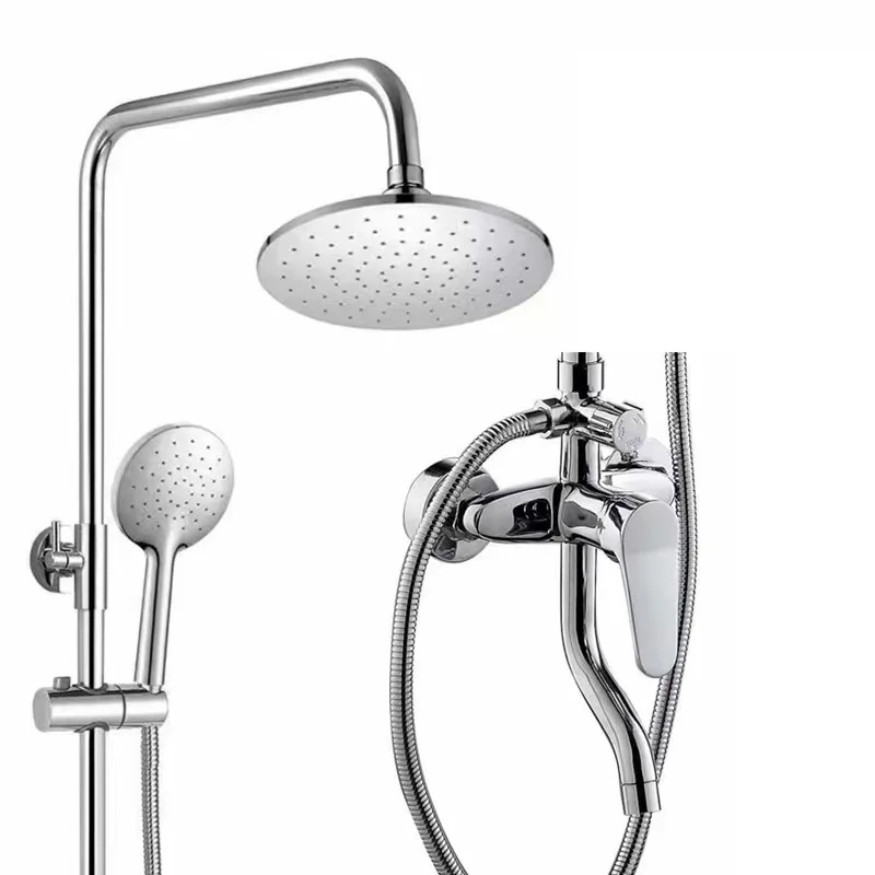 Competitive Price Chrome Brass Bathroom Hot Cold Water Round Shower Head Wall Mounted 3 Functions Shower Set Rain