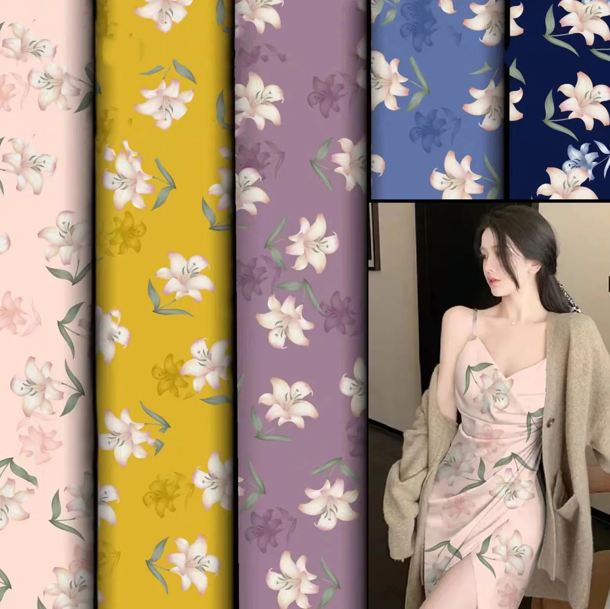 AIXIU 45s soft challis rayon fabric viscose plain fabric rayon floral printed105gsm 100% rayon fabric for dresses