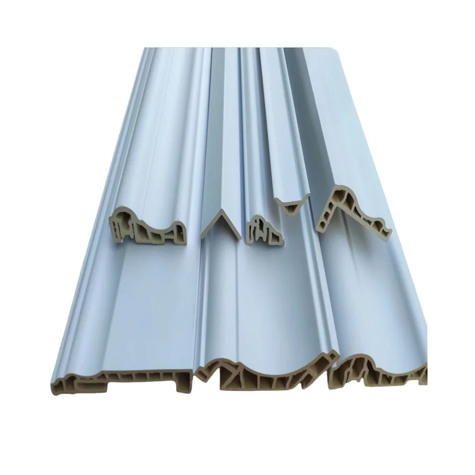 Factory Price Indoor Decoration Skirting Board PVC Film Cladding Polymer Baseboard WPC Moulding Skirting Line
