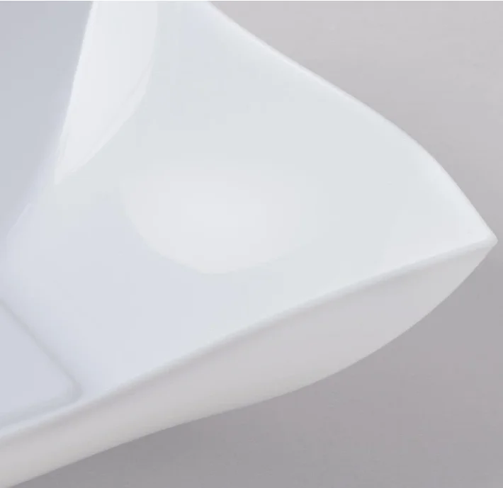 Elegant Wave Shaped Square Hard Plastic Reusable Serving Bowls/Plastic Serving Dishes/Plastic Salad Bowls - White - 32oz