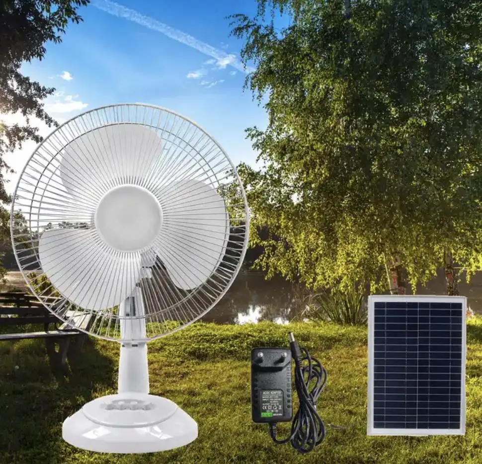 Low Price  Portable Rechargeable With Charging Solar Panel Table Fan With Lithium Battery