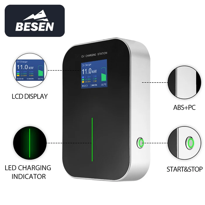 BESEN Factory OEM 11kW EV CHARGING STATION APP Wifi 16A 3Phase EV charger wallbox for electric vehicle