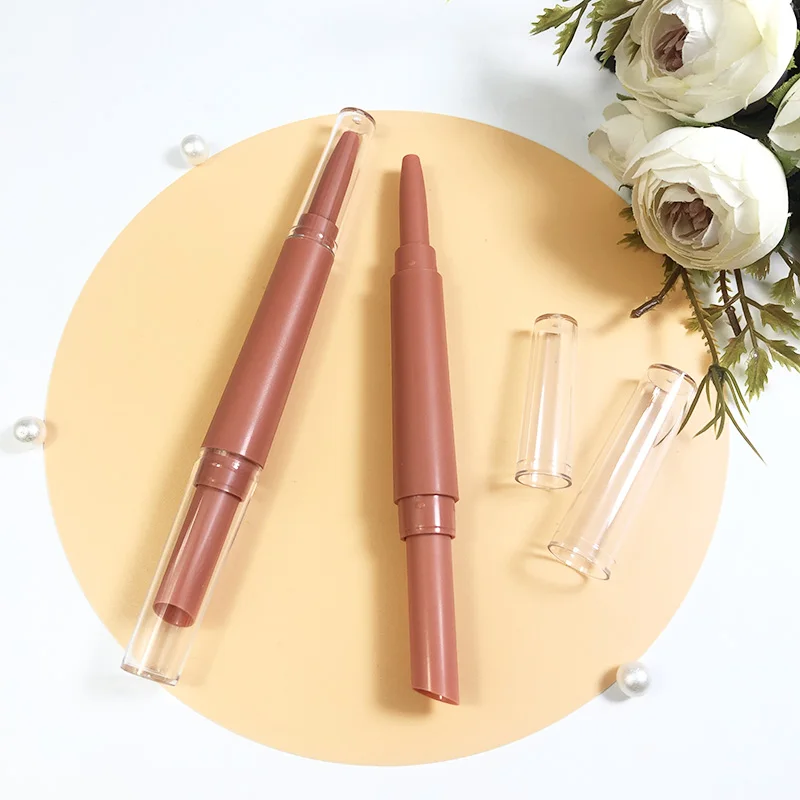 Double ended makeup empty lipstick tube unique slim cosmetic container tube lipstick and eyebrow pencil in one