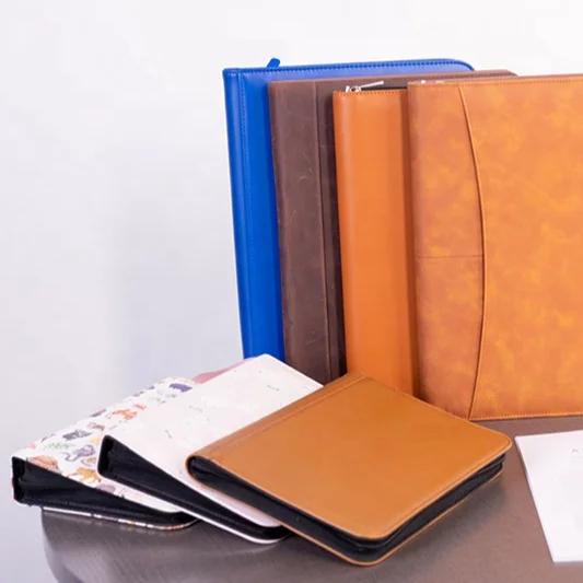New Fashion PU Leather A4 Document Folder Portfolio Padfolio zipper board Conference Signature Folder