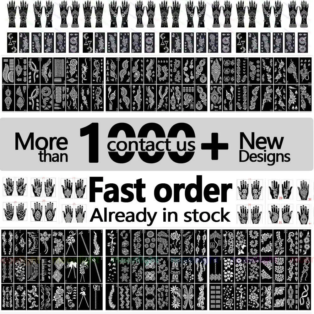 2023 High Quality Desgin Temporary Henna Tattoo Sticker for Hand Tattoo Stencils