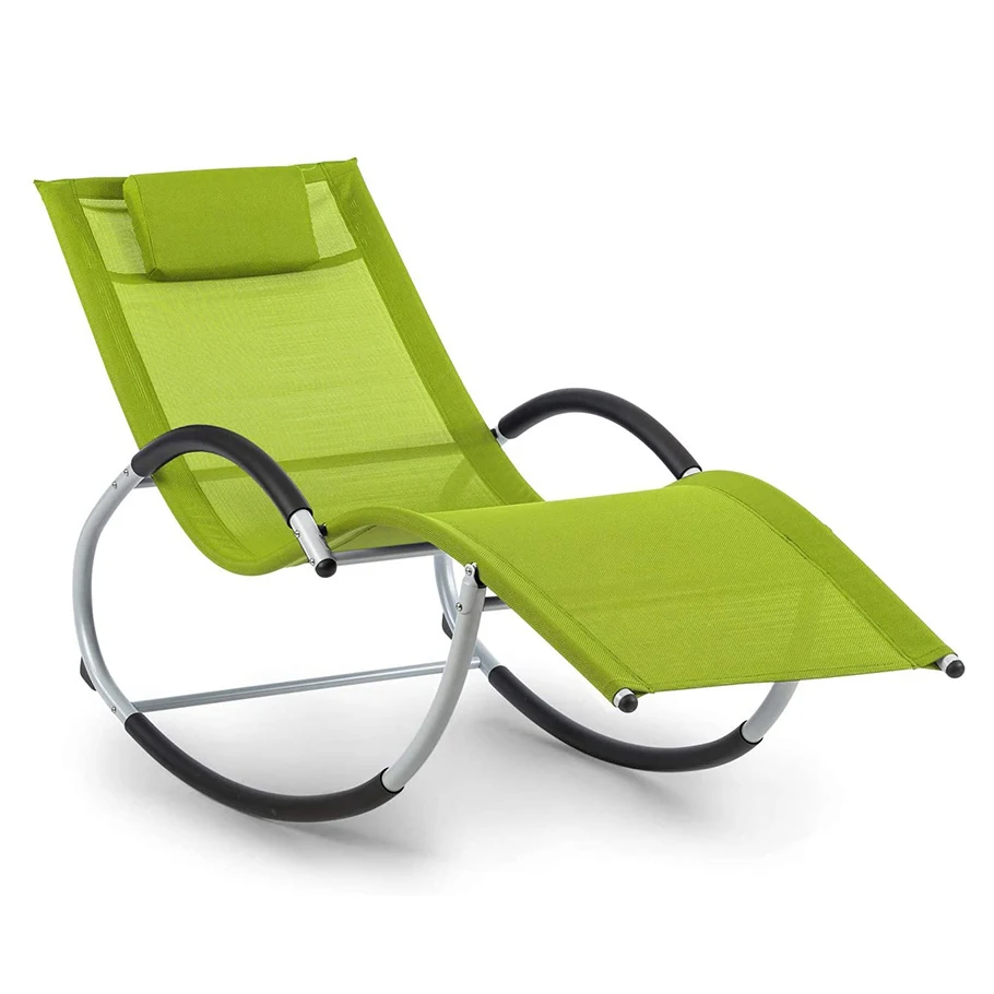 Steel Tube Orbital Folding Gravity zero Patio Lounger Rocking Chair Foldable Lounge rocking chair