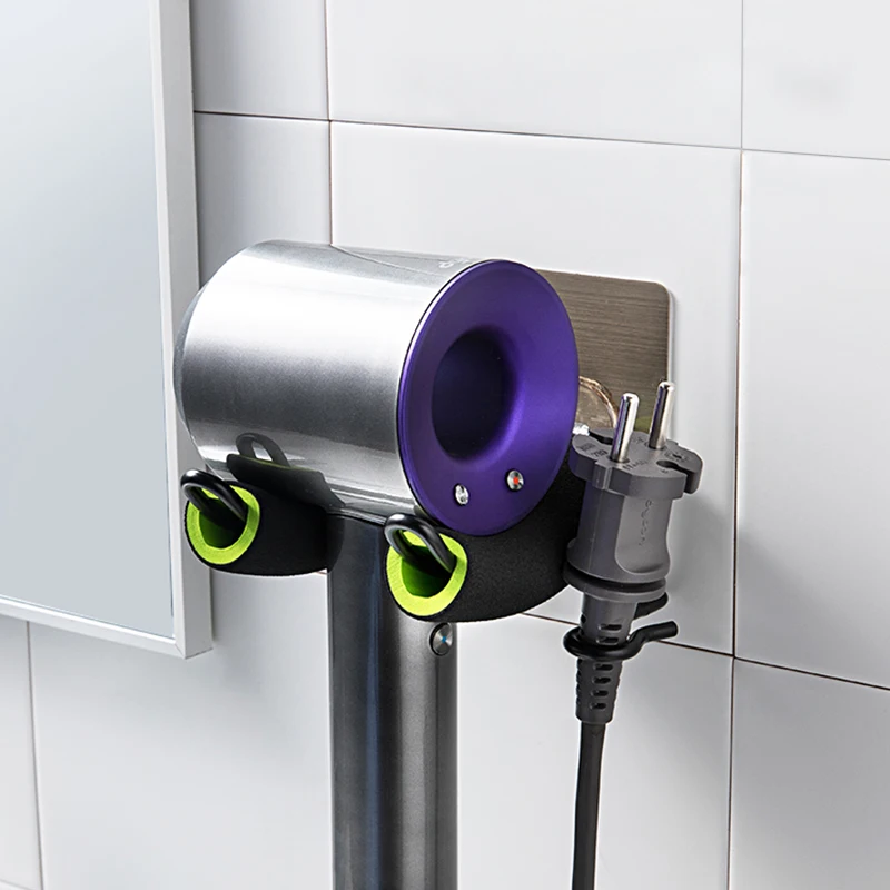 Wall Mounted Holder Metal For Dyson Supersonic Hair Dryer Self Adhesive Wall Hanging Power Plug And Nozzles Organizer