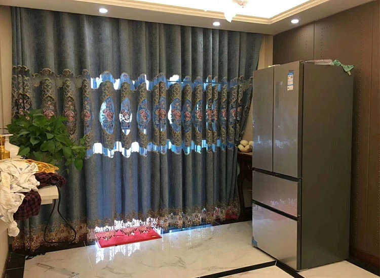 ZhongHua Hot Sale Lace Embroidery Blackout Eyelet Curtain For Living Room