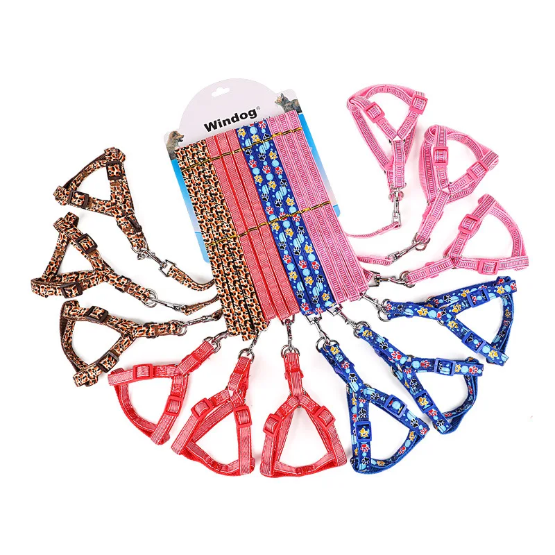 Printed Cat Rope Leads Pet Luxury Dog Harness Leash Set Traction Rope and Harness Collar and Leash Set