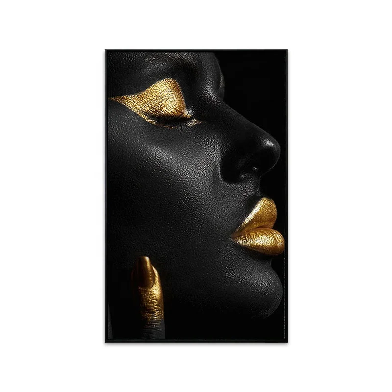 Wall Art Decorative Picture and Print Black Women Painting on Canvas Acrylic Rectangle Nordic Decor