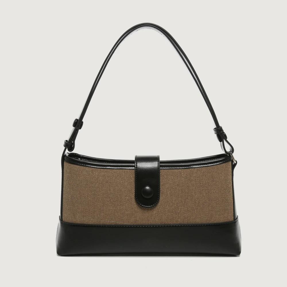 New product Stylish sturdy shoulder bag women Creative PU stitching canvas handbags for women luxury