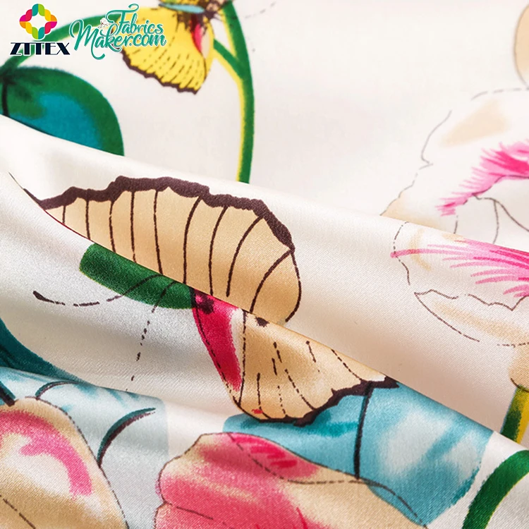 100% Polyester Moss Crepe Shining Satin Lining Fabric For Ladies Sleepwear
