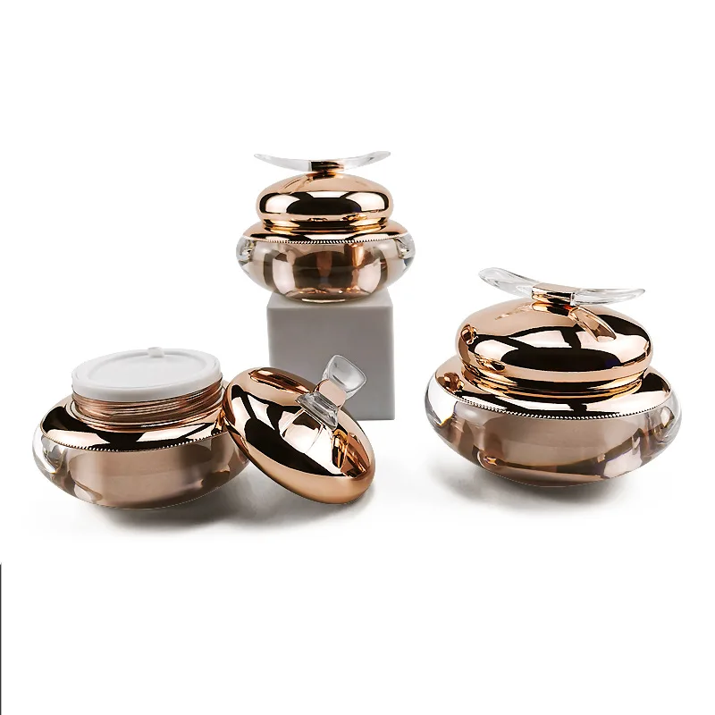 Top Selling 15g Plastic Jars High End 30g Acrylic Jar 50g Gold  Cosmetic Cream Jar