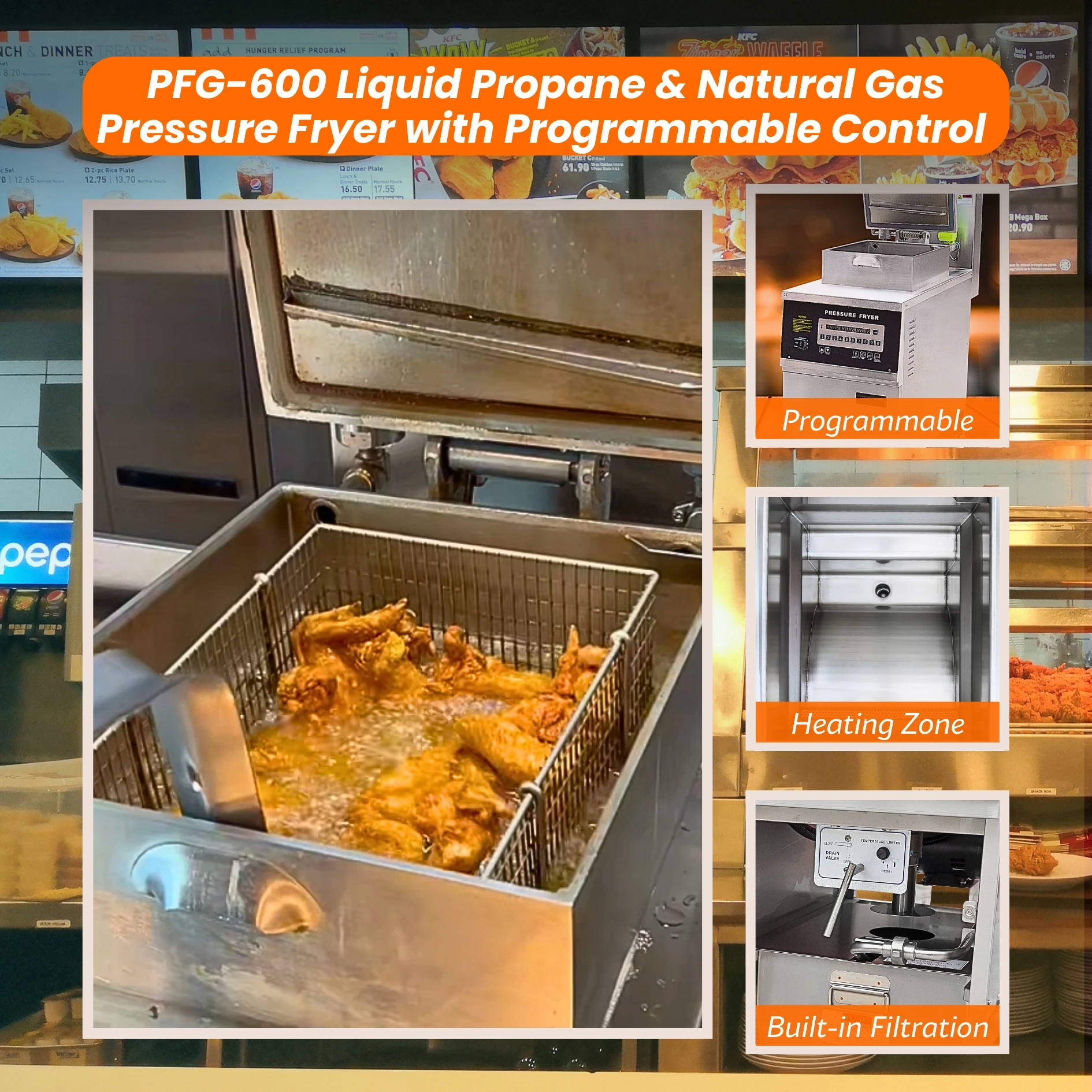 TENSHINE Reliable Chicken Broaster Industrial Pressure Fryer Henny Penny Fryer Pressure Fryer Motor