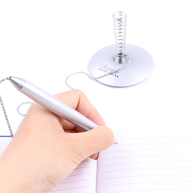 Luxury Custom Promotional High Quality Desk Stand Ball Pen Table Pen Holder Desk Pen with Metal Spring for Hotel Bank Counter