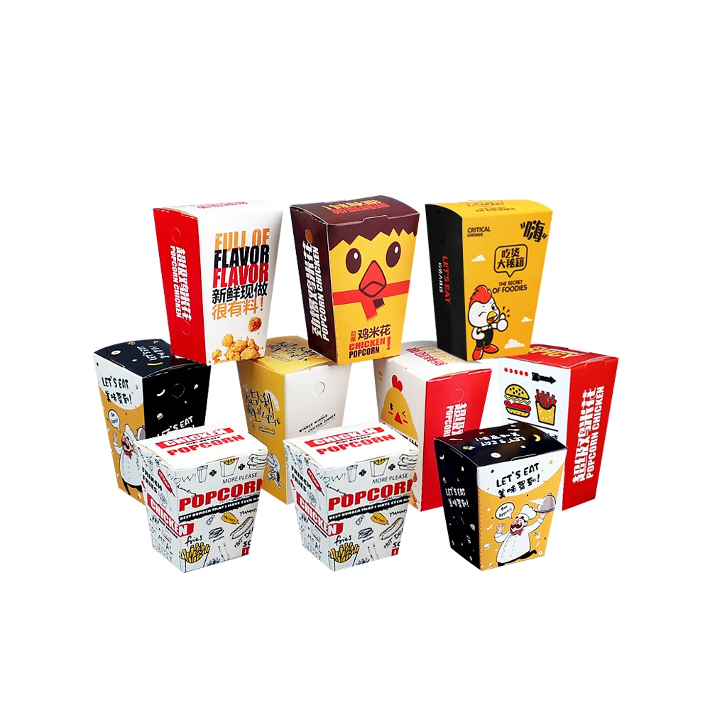 Factory wholesale Custom Printed Disposable Paper Chicken Popcorn Box for sale