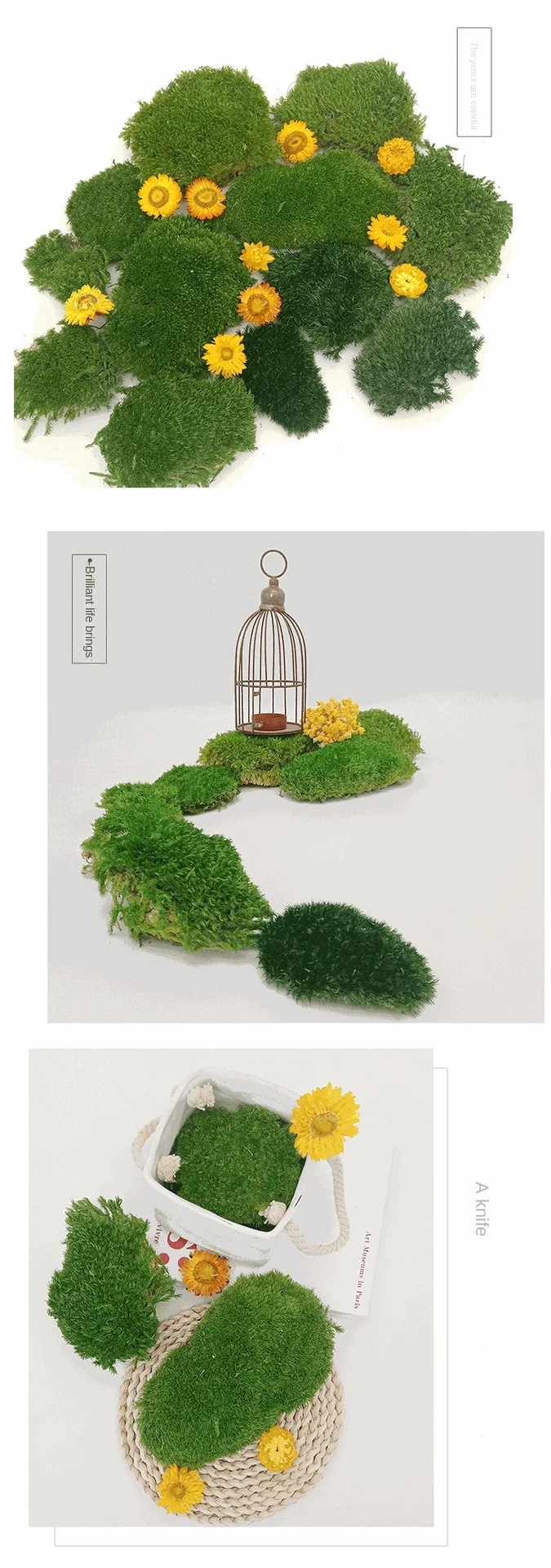 Высокое качество офисный дом украшение стены полюс булочка Leucobryum Glaucum консервированный мох