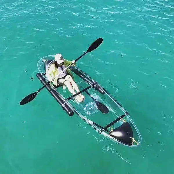 New Design 2 Person PC Material Crystal Transparent Canoe/Kayak Clear Rowing Boats for Wholesale