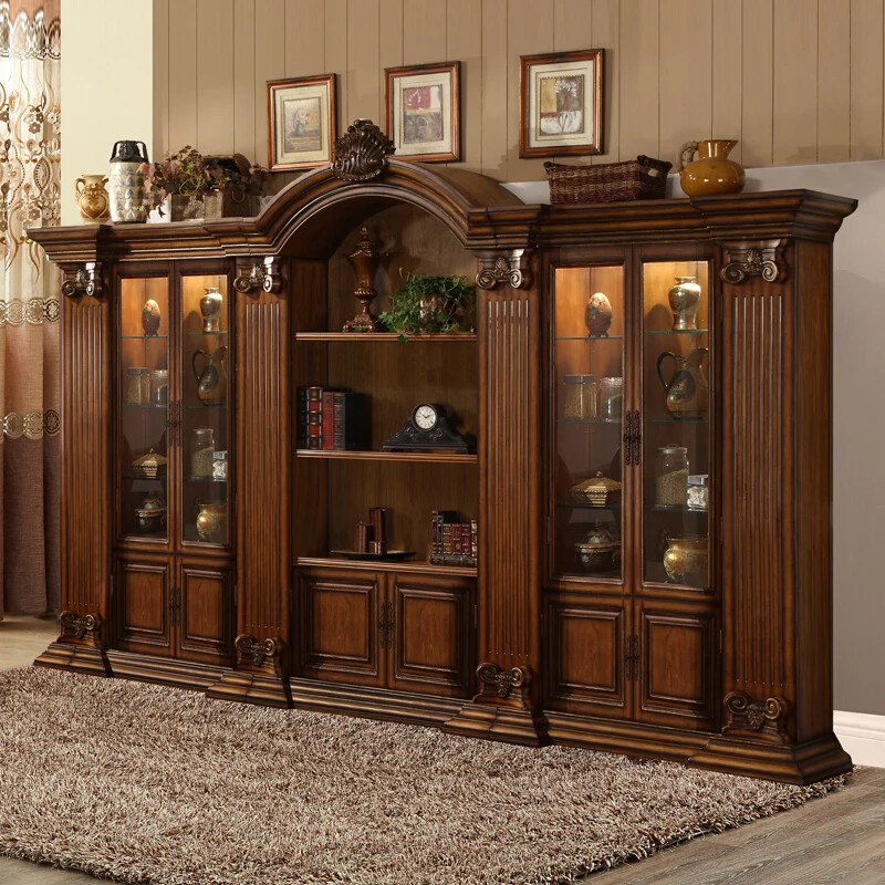 Mid-century design style classic shape can be customized display cabinet solid wood bookcase