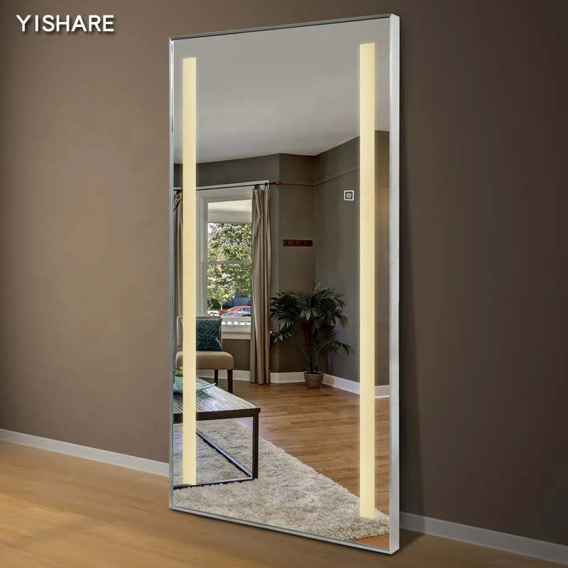 Yishare Factory Direct Frame Beauty Salon Mirror Decoration Full Mirror Light Wall Mounted Illuminated Smart Led Dressing Mirror