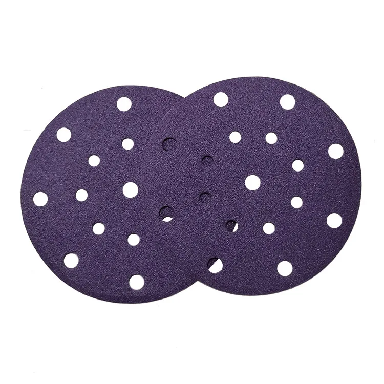 100pcs/box 150mm 17 holes purple ceramic abrasive round sanding disc abrasive paper for automotive